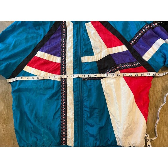 Sunterra Vintage 90s Spirit boho tribal LG Wind Breaker Full Zip Jacket Aztec - Picture 14 of 16